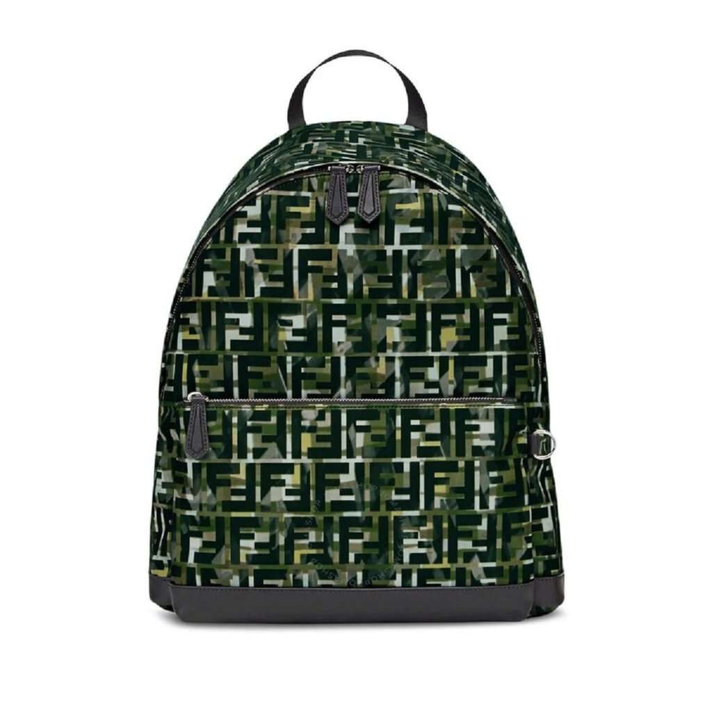 Fendi Fendi FF Zucca Nylon Multicolor Camouflage Print Large Backpack Black Never worn - Front View