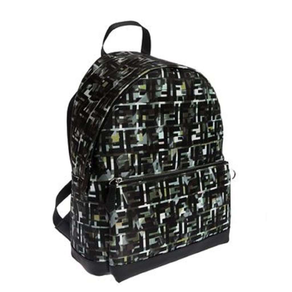 Fendi Fendi FF Zucca Nylon Multicolor Camouflage Print Large Backpack Black Never worn - Back View