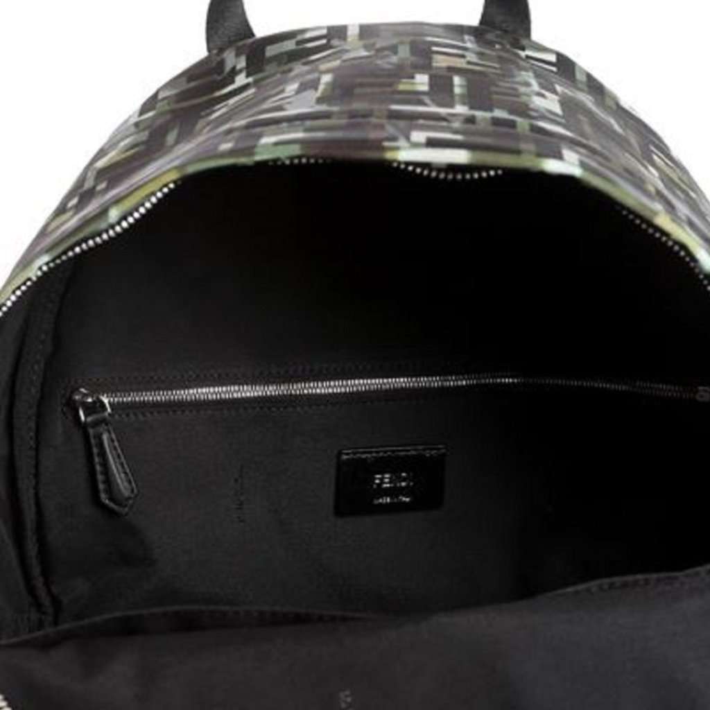 Fendi Fendi FF Zucca Nylon Multicolor Camouflage Print Large Backpack Black Never worn - Inside View