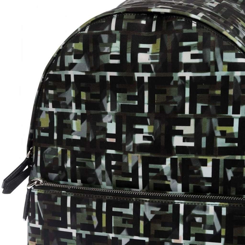 Fendi Fendi FF Zucca Nylon Multicolor Camouflage Print Large Backpack Black Never worn - Model View