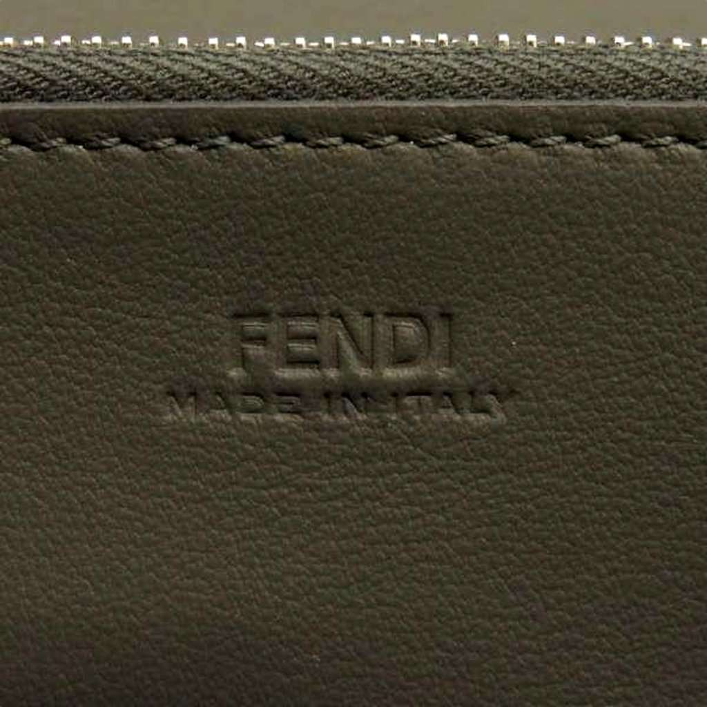 Fendi Fendi Peekaboo Turn Lock Black Grained Leather Continental Long Wallet Silver Hardware Green Leather Never worn - Back View