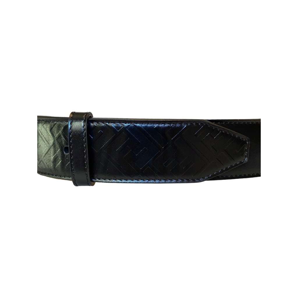Fendi Fendi Silver Buckle Smooth Black Calf Leather Belt 100 Black Leather Never worn - Back View