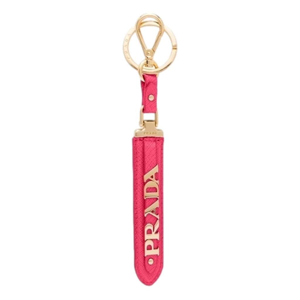 Prada Prada Saffiano Leather Clip Keychain Peony Pink Gold Logo Lettering Pink Leather Never worn - Back View