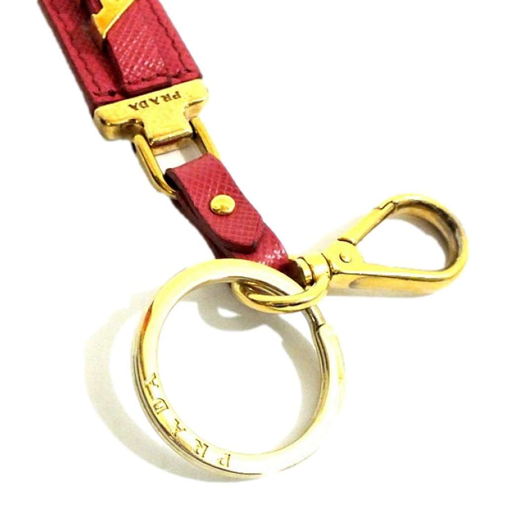 Prada Prada Saffiano Leather Clip Keychain Peony Pink Gold Logo Lettering Pink Leather Never worn - Inside View