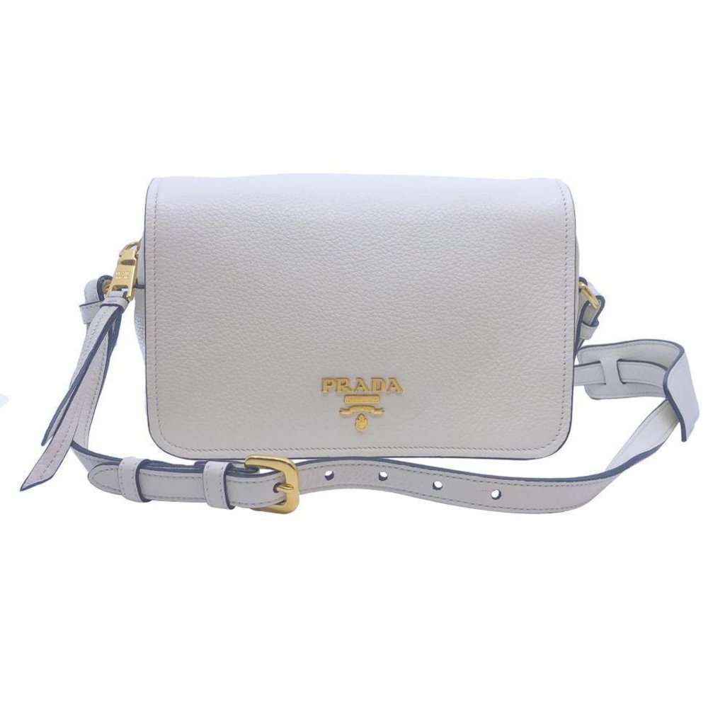 Prada Prada Flap Vitello Phenix Ivory Leather Cross Body Bag White Leather Never worn - Back View