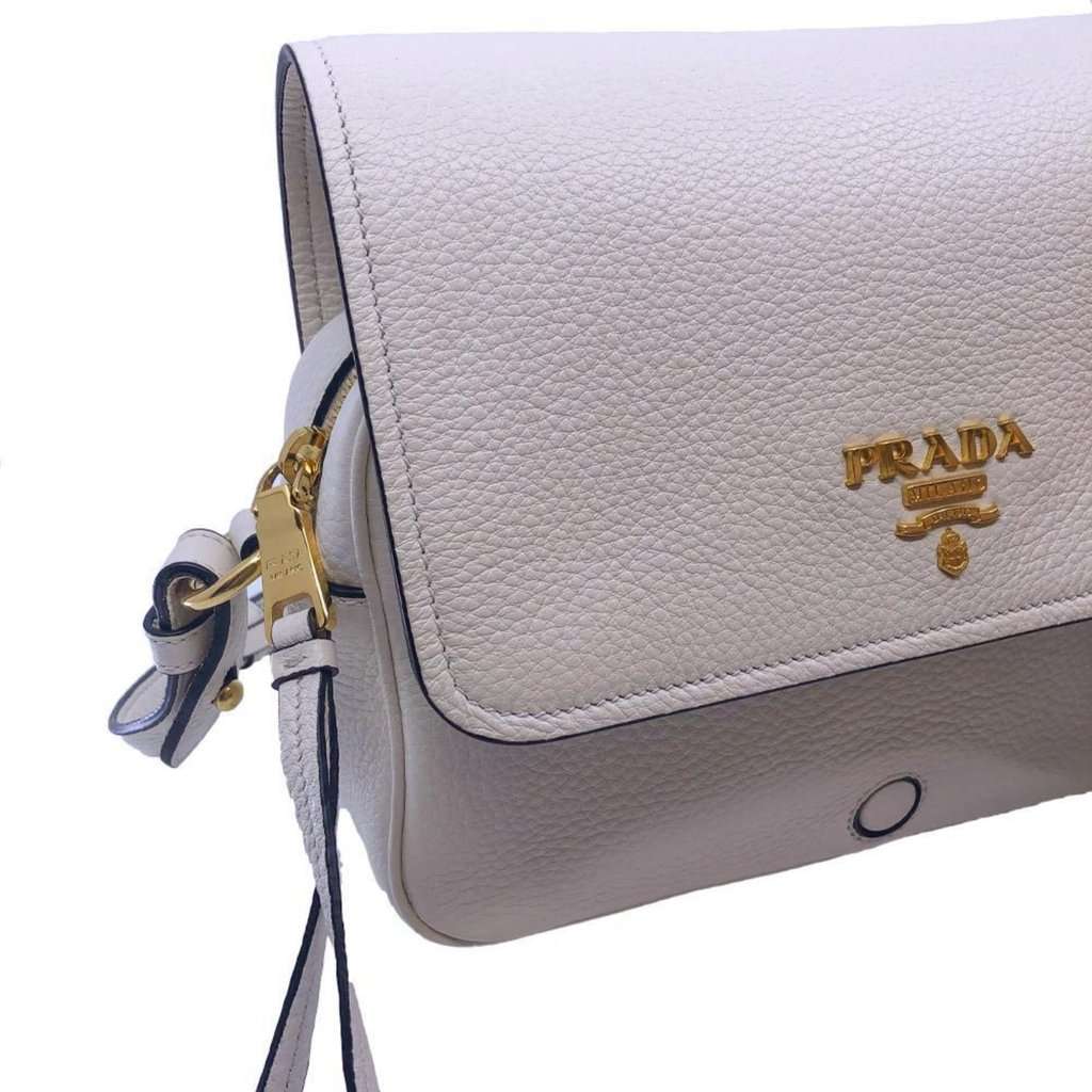 Prada Prada Flap Vitello Phenix Ivory Leather Cross Body Bag White Leather Never worn - Inside View