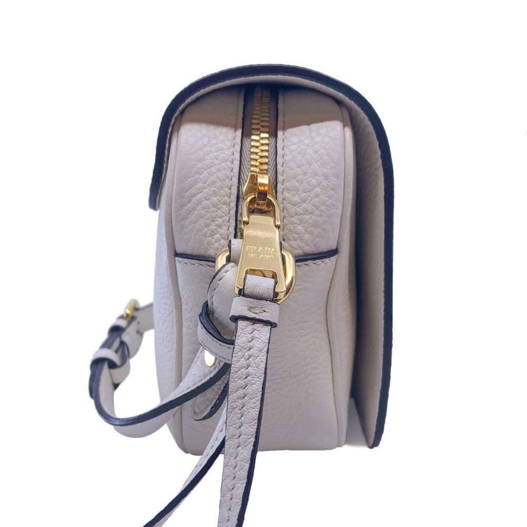 Prada Prada Flap Vitello Phenix Ivory Leather Cross Body Bag White Leather Never worn - Model View