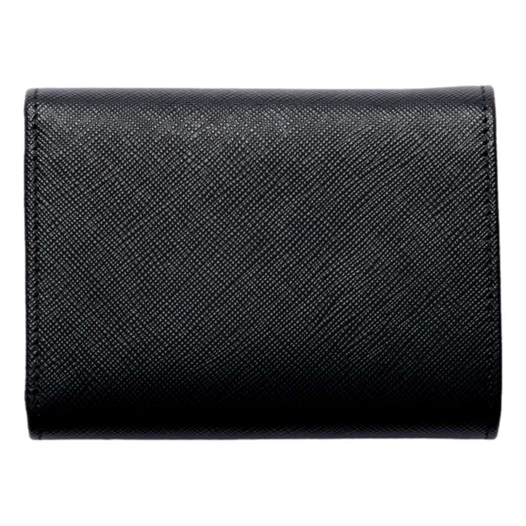 Prada Prada Saffiano Leather Black Hibiscus Multicolor Trifold Coin Zipper Card Snap Wallet Black Leather Never worn - Back View