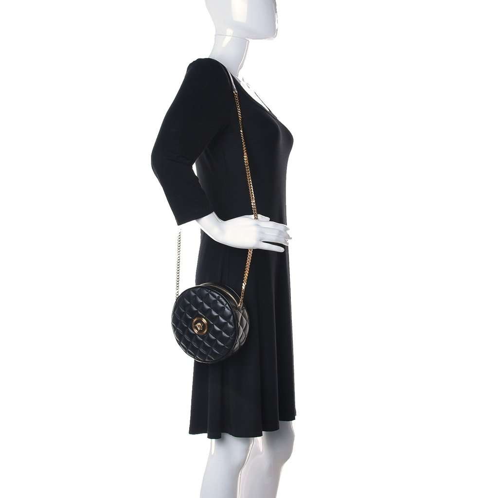 Versace Versace La Medusa Quilted Black Leather Shoulder Bag Gold Medusa Logo Black Leather Never worn - Inside View