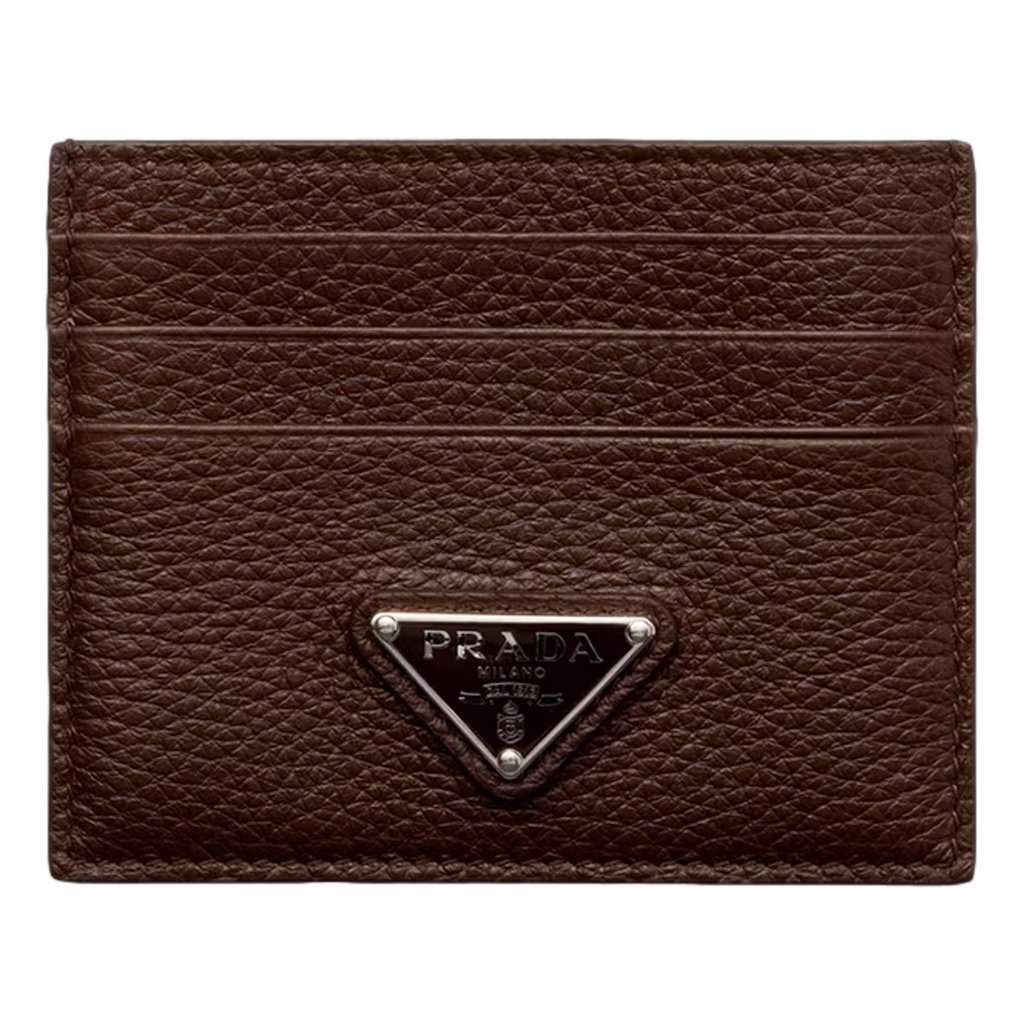 Prada Prada Vitello Daino Bruciato Brown Leather Small Card Holder Wallet Brown Leather Never worn - Front View