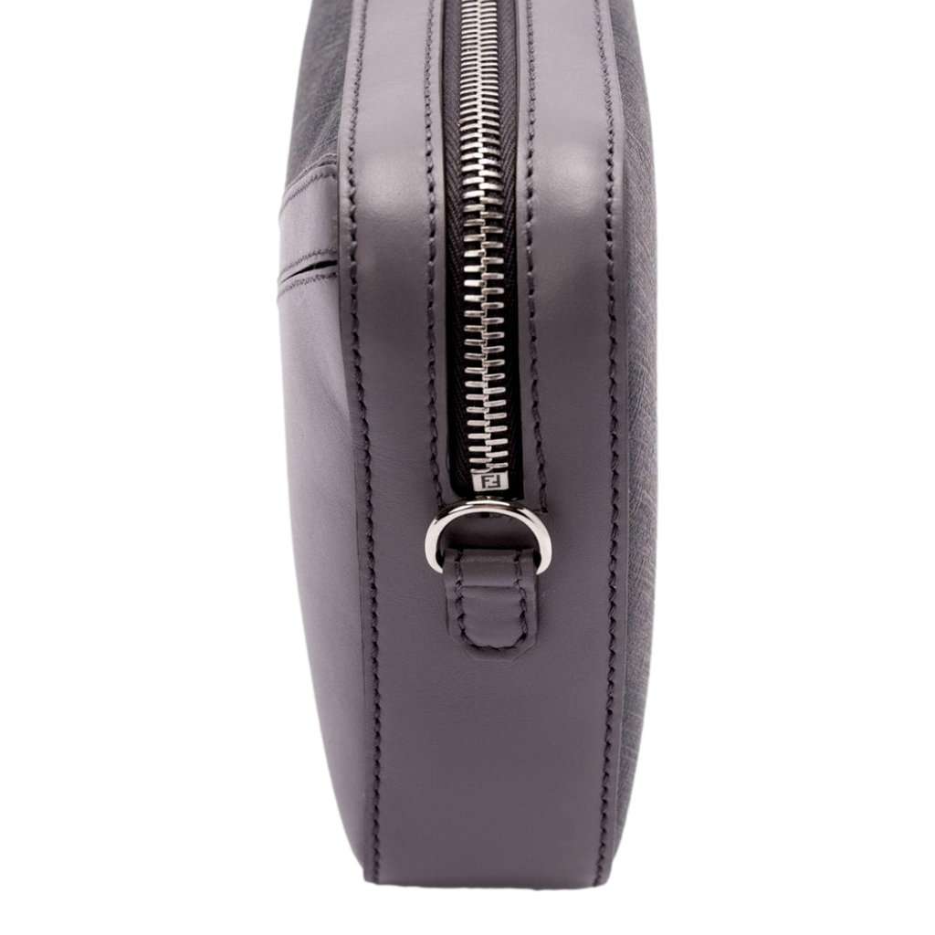 Fendi Fendi Diagonal FF Jacquard Acciaio Gray Camera Crossbody Bag Grey Canvas Never worn - Box View