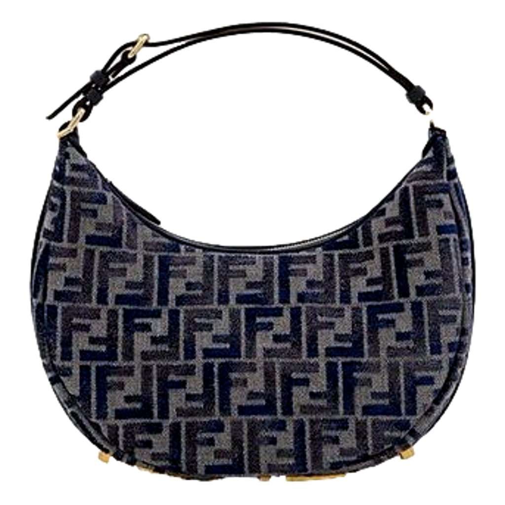 Fendi Fendi Fendigraphy Jaquard Canvas Leather Blue Hobo Bag Blue Leather Never worn - Front View