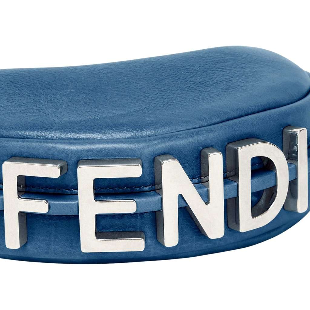 Fendi Fendi Fendigraphy Nano Hobo Calfskin Leather Mini Bag Blue Blue Leather Never worn - Inside View