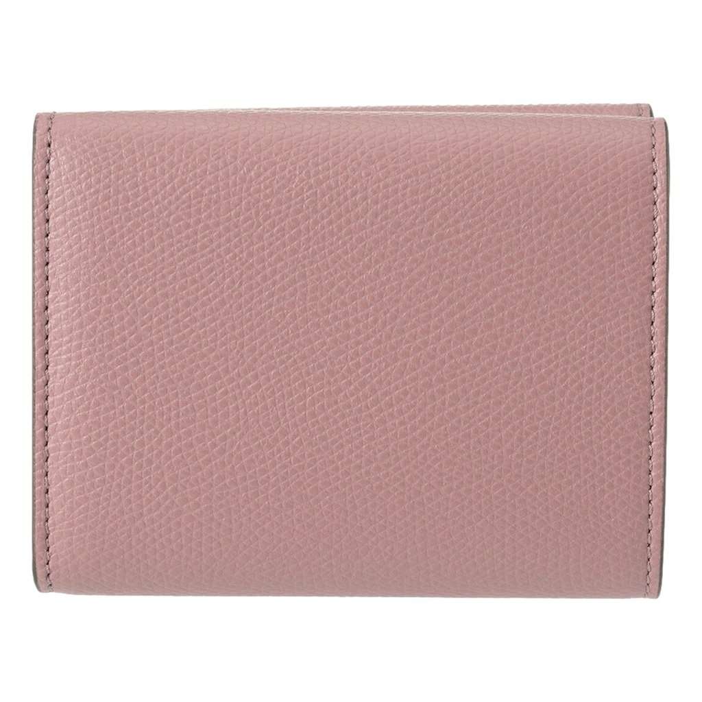 Fendi Fendi FF Diamond Leather Tri-Fold Wallet Dusty Mauve Gold-Tone Hardware Purple Leather Never worn - Back View