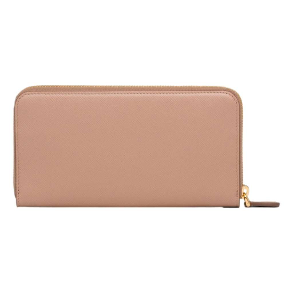 Prada Prada Saffiano Beige Red Multicolor Leather Continental Zip Around Wallet Brown Leather Never worn - Model View