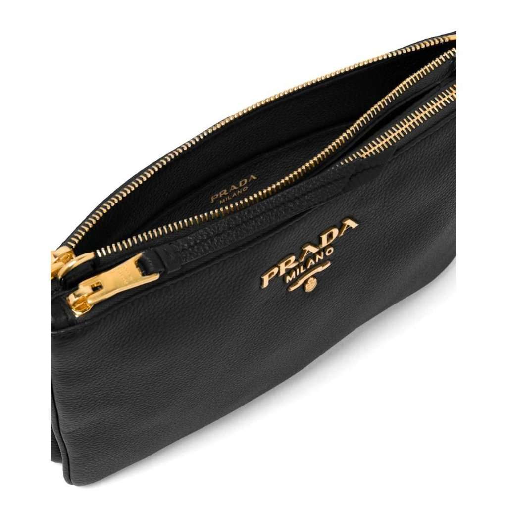 Prada Prada Vitello Phenix Leather Gold Hardware Black Cross Body Black Leather Never worn - Box View
