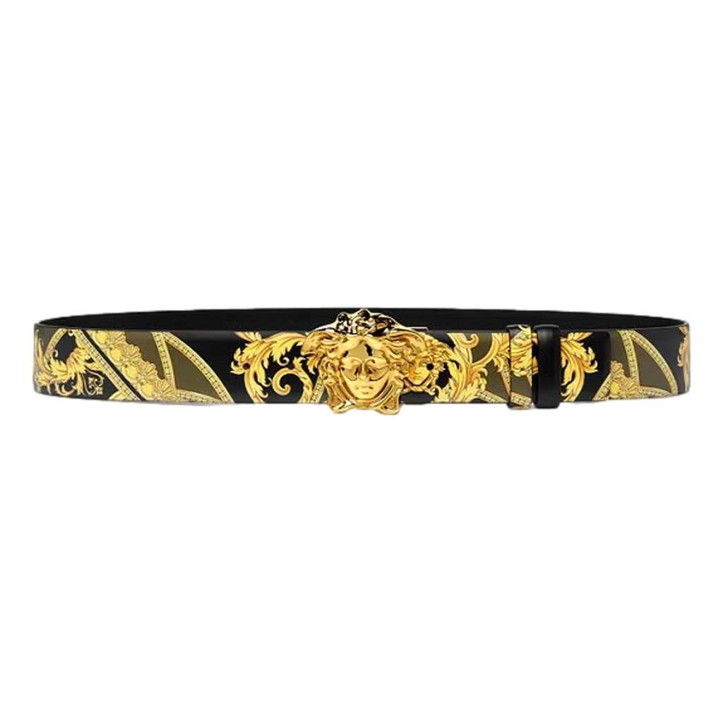 Versace Versace La Medusa Baroque Reversible Calfskin Belt 75/30 Black Leather Never worn - Front View