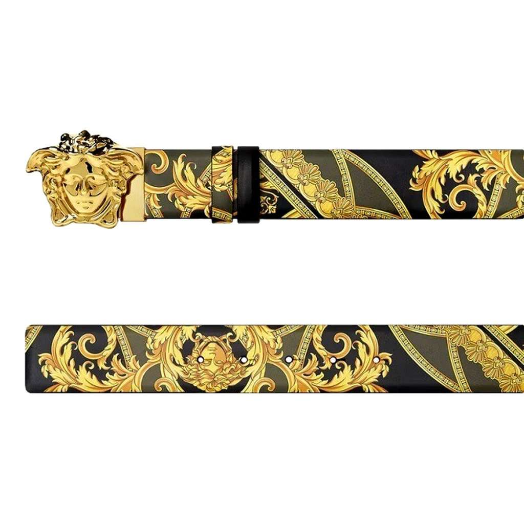 Versace Versace La Medusa Baroque Reversible Calfskin Belt 75/30 Black Leather Never worn - Back View