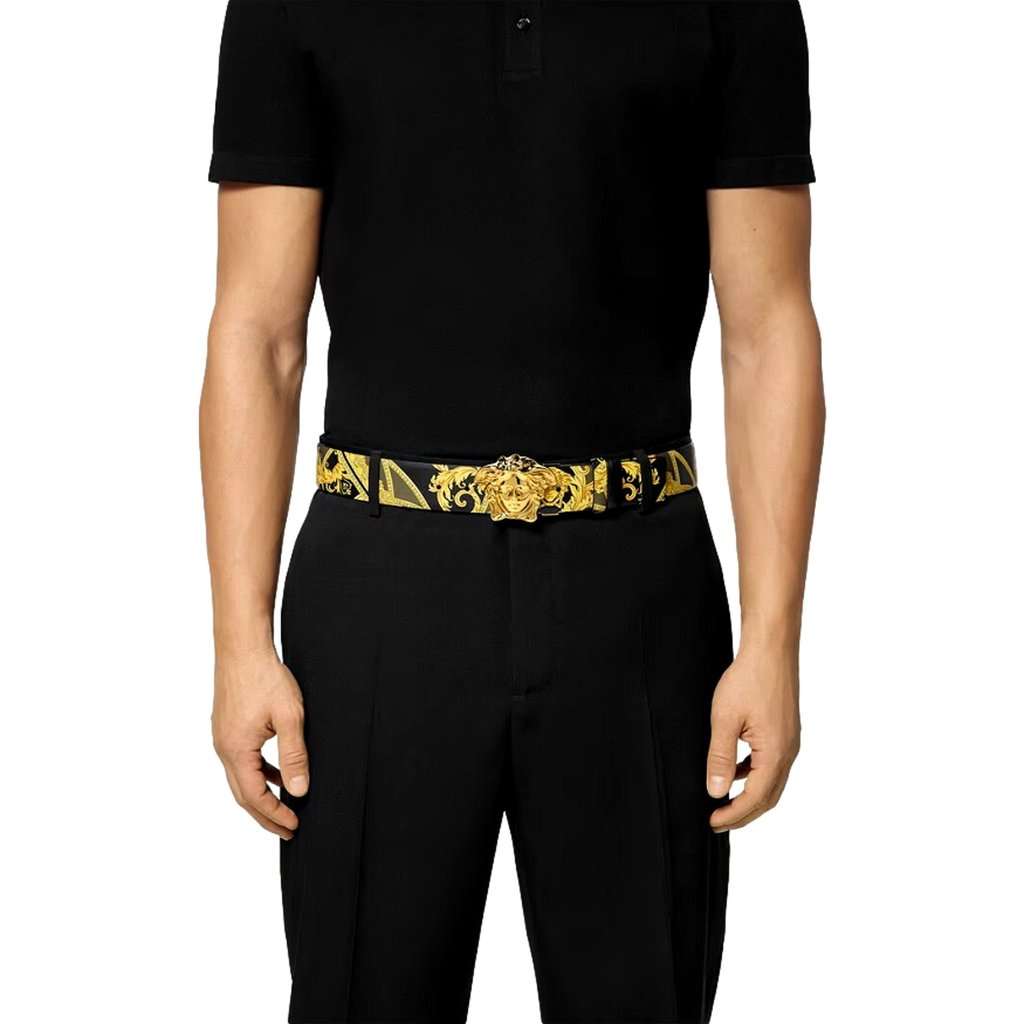 Versace Versace La Medusa Baroque Reversible Calfskin Belt 75/30 Black Leather Never worn - Inside View