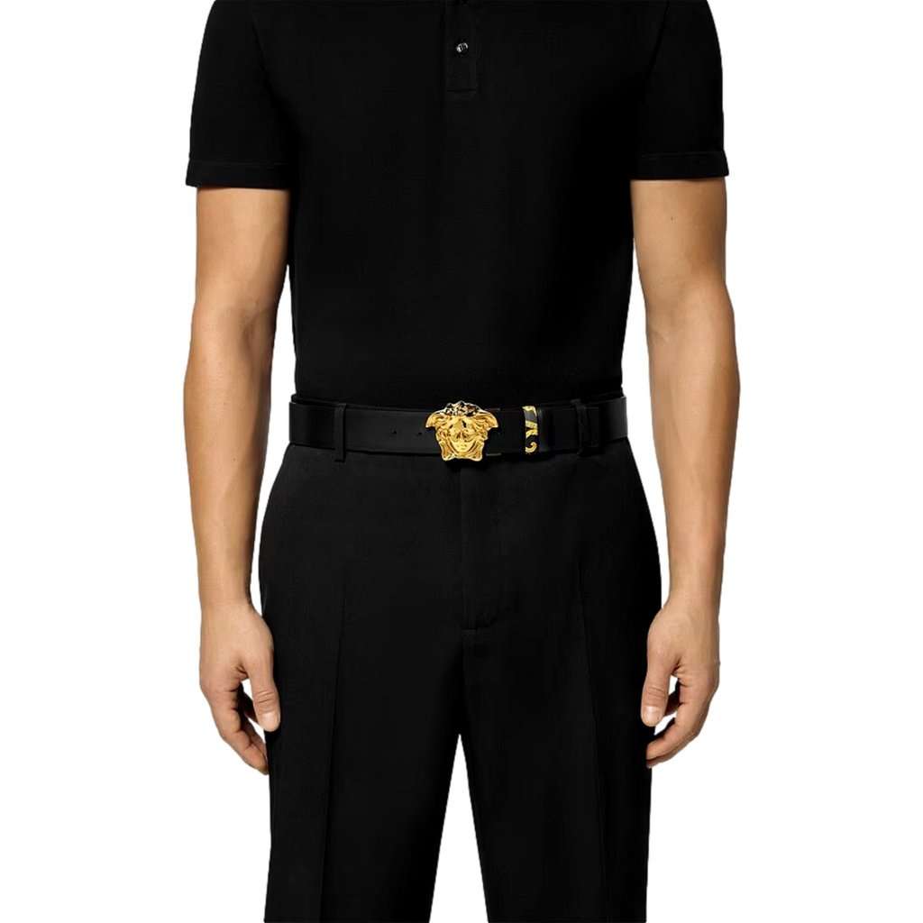 Versace Versace La Medusa Baroque Reversible Calfskin Belt 75/30 Black Leather Never worn - Model View