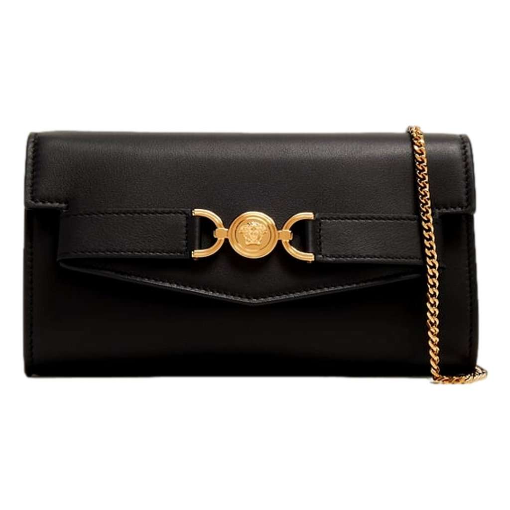 Versace Versace Medusa 95 Small Black Wallet on Chain Crossbody Bag Black Leather Never worn - Front View