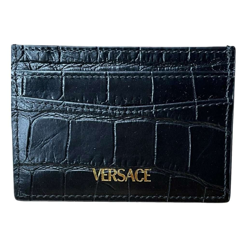 Versace Versace La Medusa Crocodile Embossed Leather Cardholder Wallet in Black Black Leather Never worn - Back View