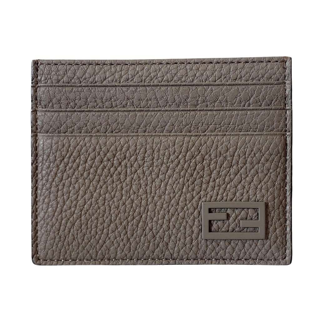 Fendi Fendi Baguette Grey and Yellow Grained Leather Card Case Wallet Grey Leather Never worn - Front View
