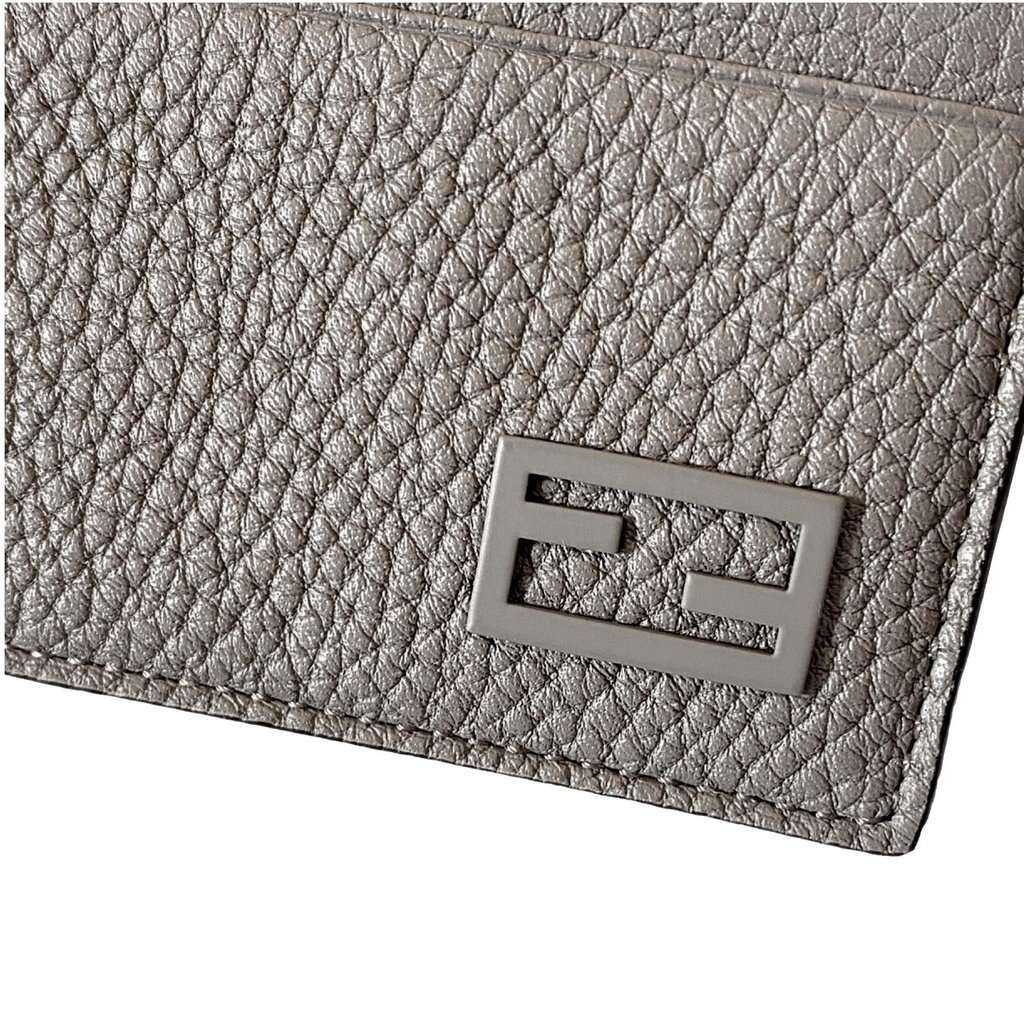 Fendi Fendi Baguette Grey and Yellow Grained Leather Card Case Wallet Grey Leather Never worn - Back View