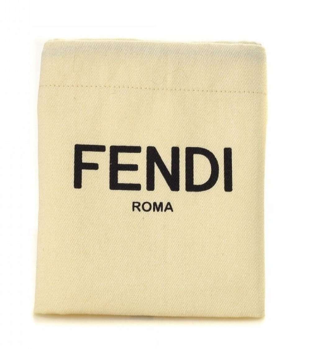 Fendi Fendi FF Logo Light Gray and Blue Pebbled Calf Leather Card Case Wallet Silver Leather Never worn - Model View