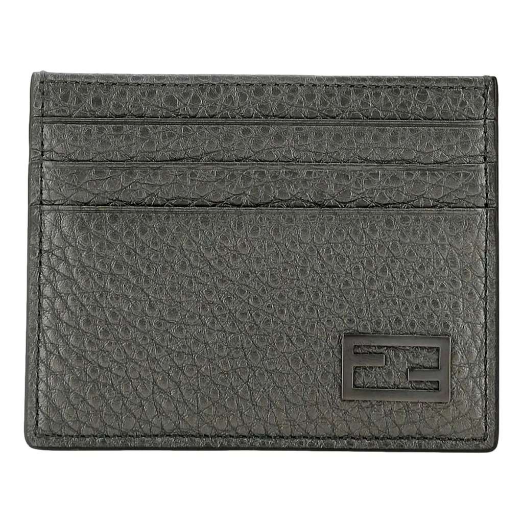 Fendi Fendi Baguette Graphite Grained Leather Card Case Wallet Grey Leather Never worn - Model View