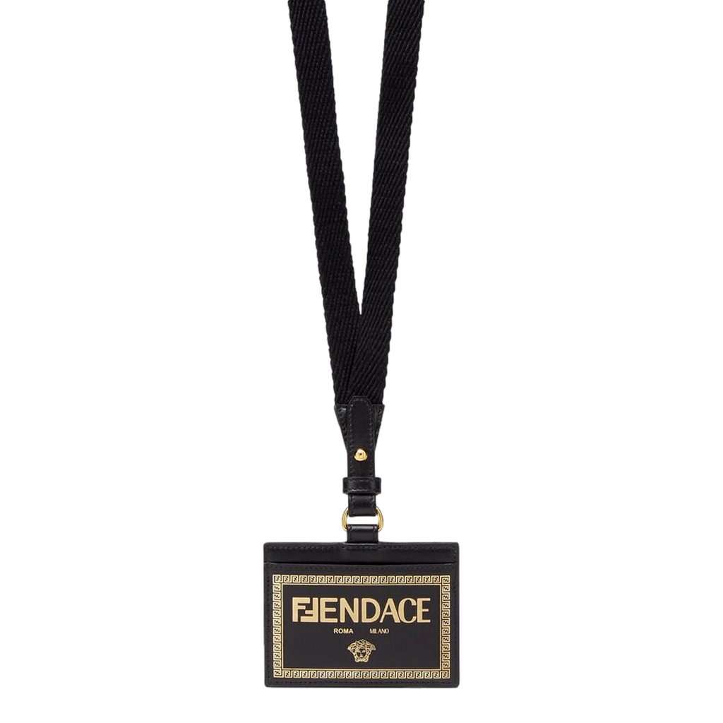 Fendi Fendi Fendace Black Leather Card Case Wallet Lanyard Black Leather Never worn - Inside View