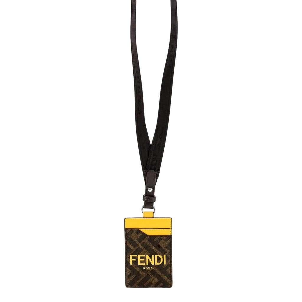 Fendi Fendi Zucca Canvas Cardholder Wallet Lanyard Brown Leather Never worn - Back View