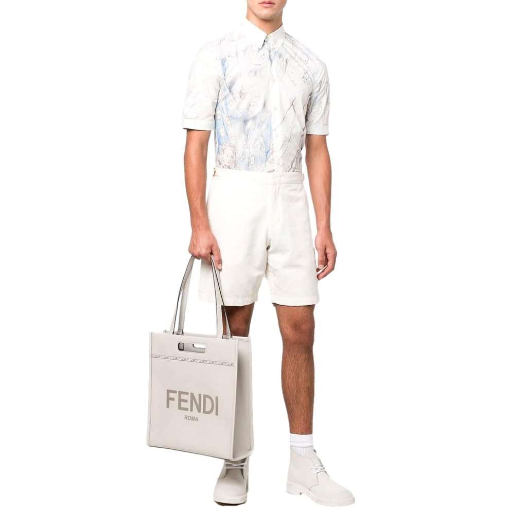 Fendi Fendi Roma Ghiaia Calf Leather Tote Bag White Leather Never worn - Back View