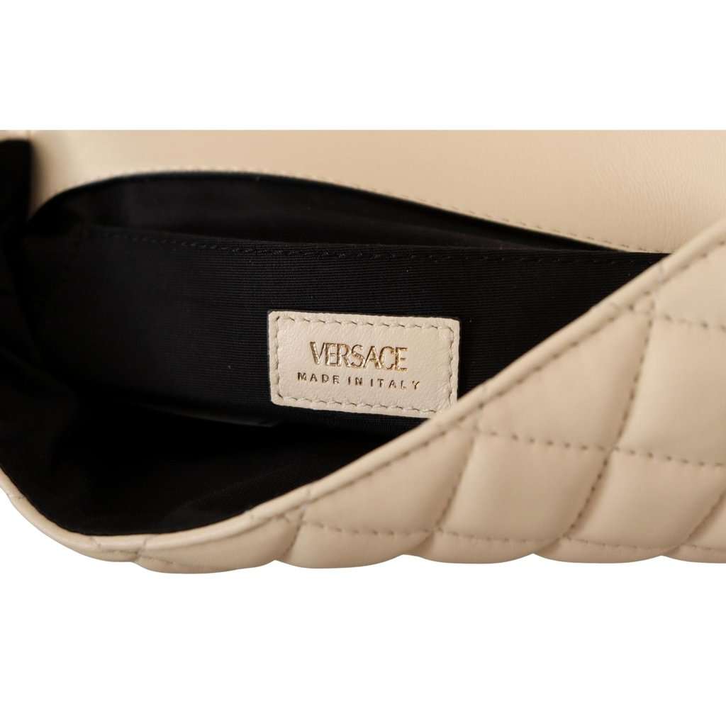 Versace Versace La Medusa Beige Quilted Lamb Leather Large Shoulder Bag White Leather Never worn - Box View