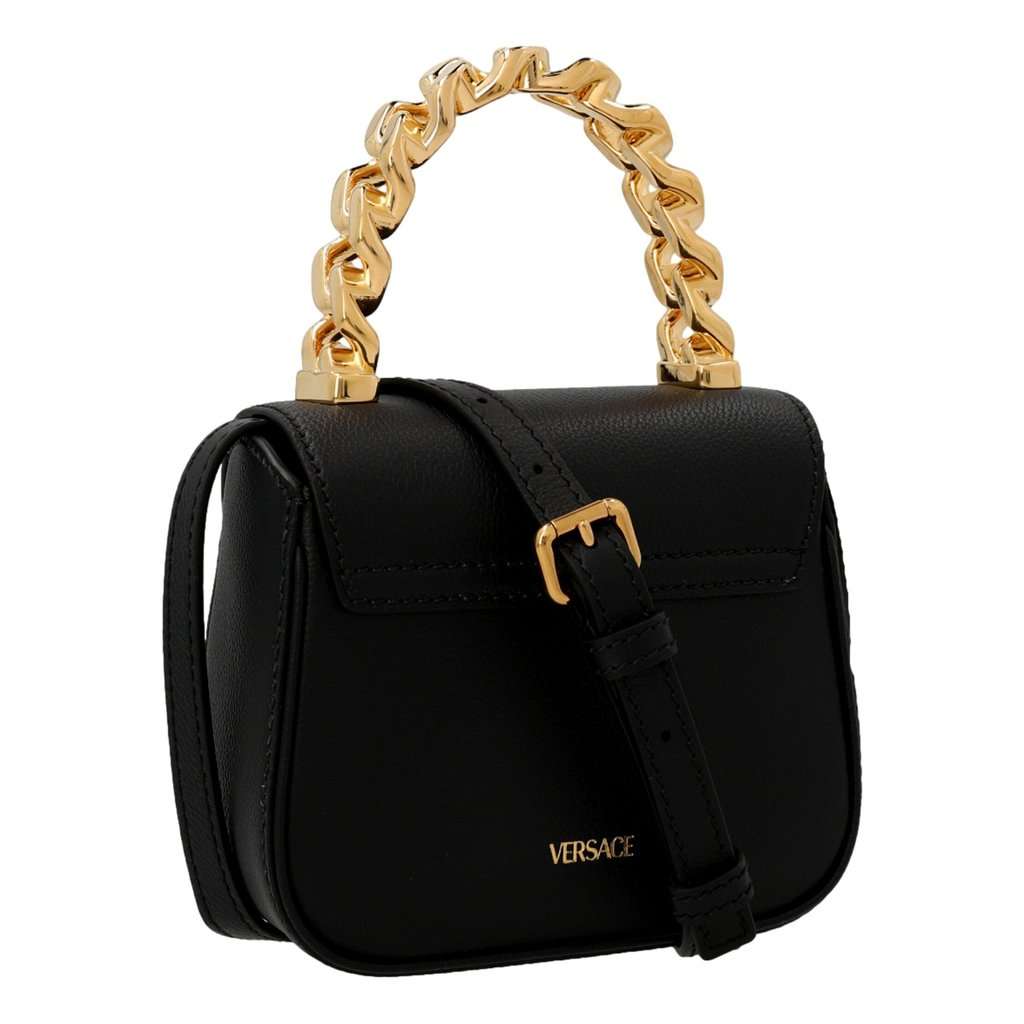 Versace Versace Mini Top Handle Black Vitello Leather Designer Handbag Black Leather Never worn - Model View