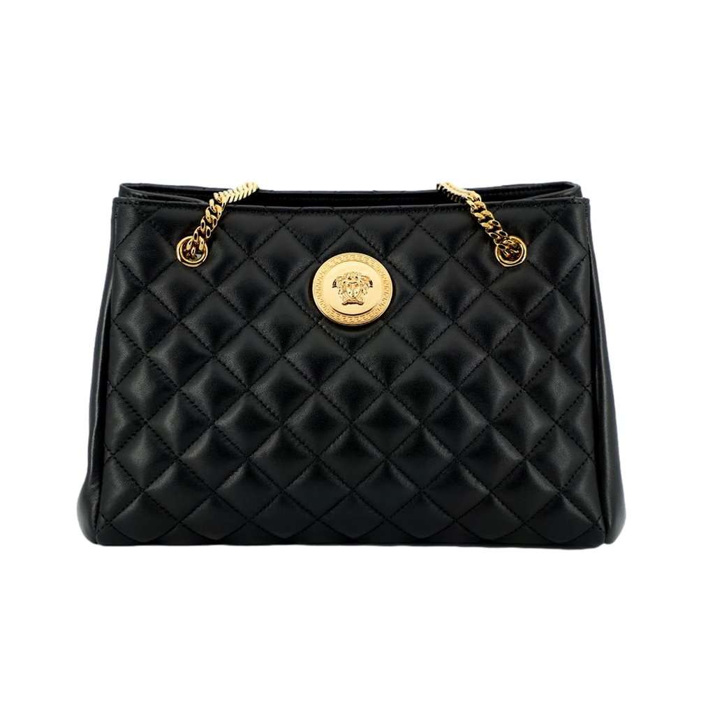 Versace Versace La Medusa Black Quilted Nappa Leather Large Tote Bag Black Leather Never worn - Back View
