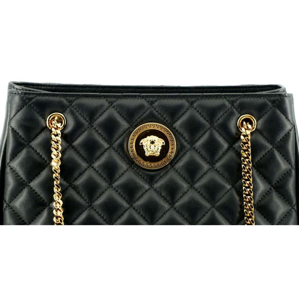 Versace Versace La Medusa Black Quilted Nappa Leather Large Tote Bag Black Leather Never worn - Box View