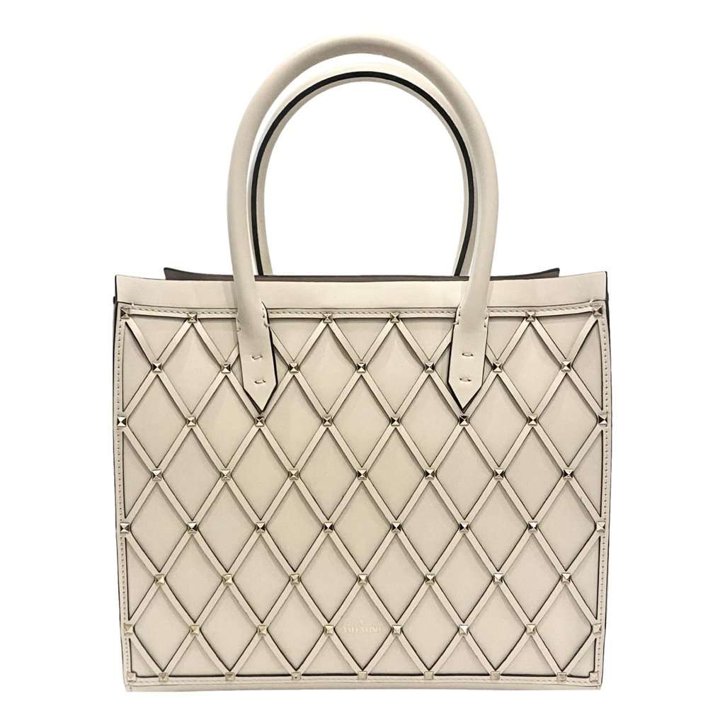 Valentino Garavani Valentino Garavani Beehive Lattice Ivory Studded Leather Crossbody Tote White Leather Never worn - Box View