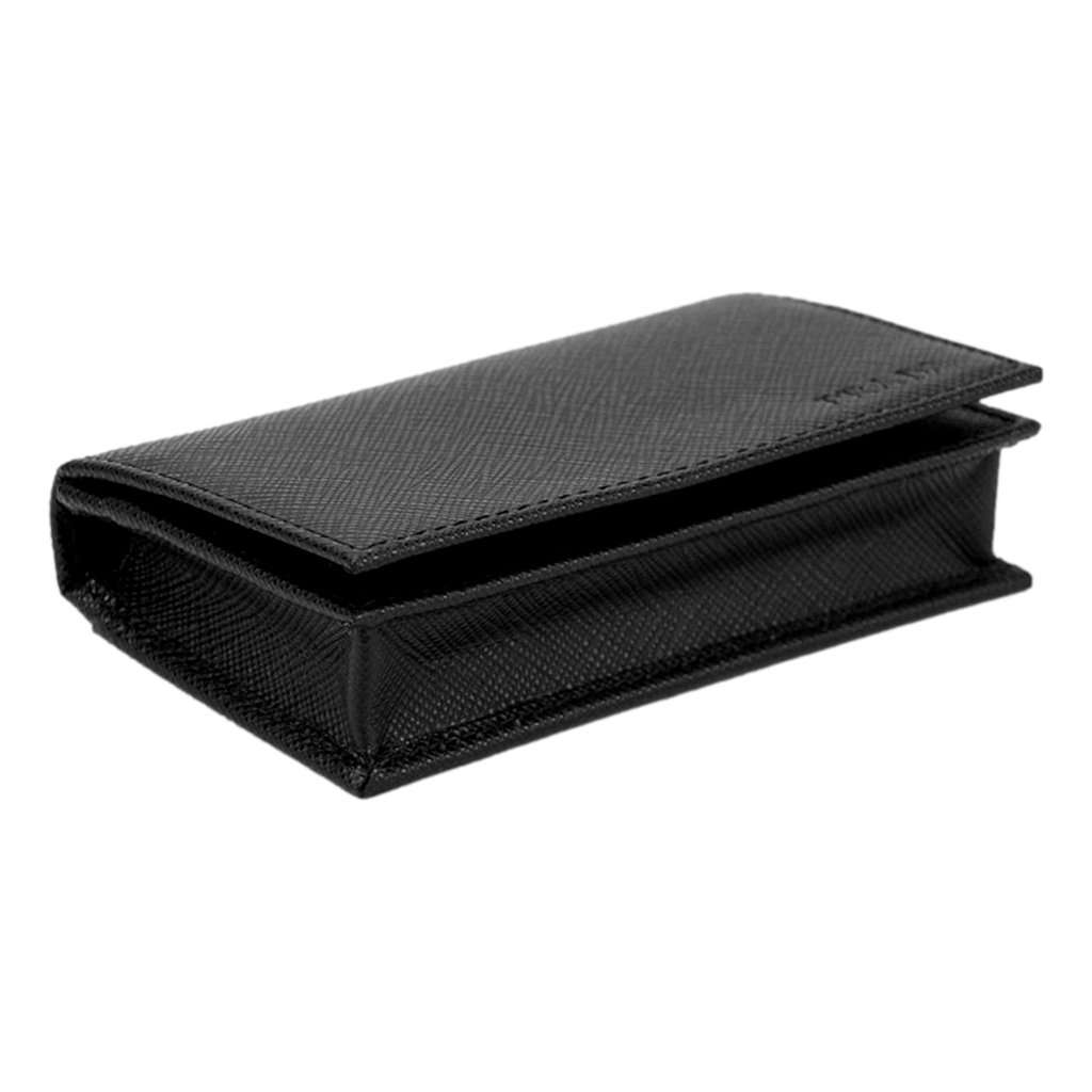 Prada Prada Mens Saffiano Flap Card Holder Wallet Black Black Leather Never worn - Model View