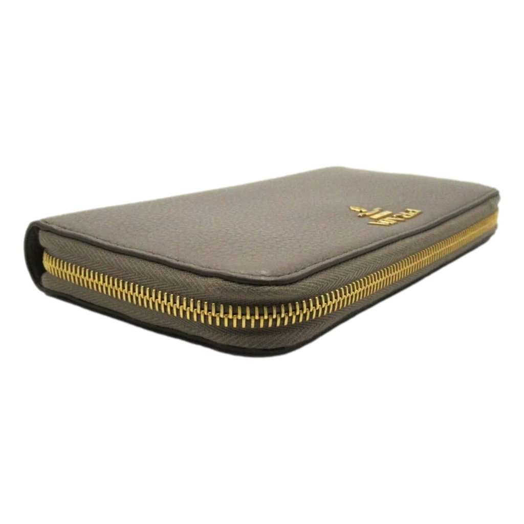 Prada Prada Continental Zip-Around Wallet Saffiano Leather Argilla Grey Grey Leather Never worn - Front View