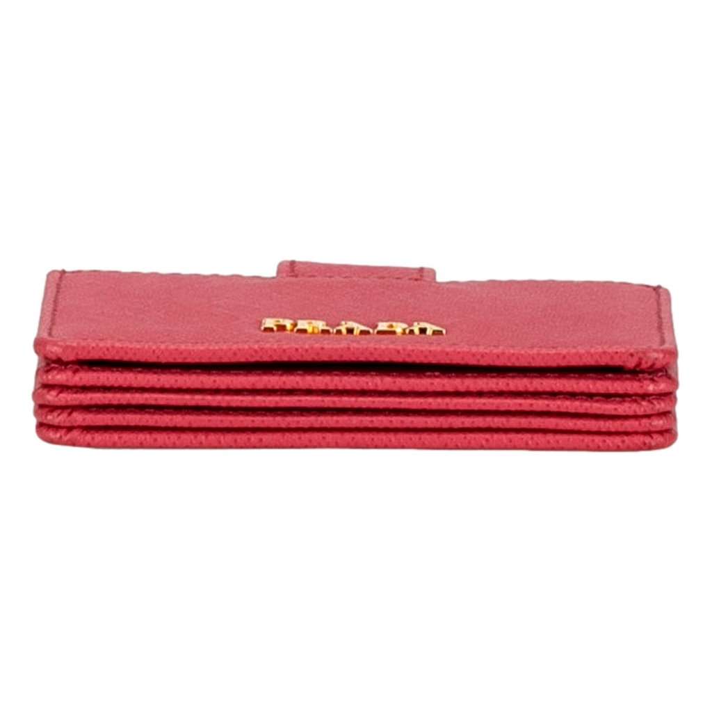 Prada Prada Saffiano Leather Card Case Wallet Accordion Peonia Pink Pink Leather Never worn - Model View