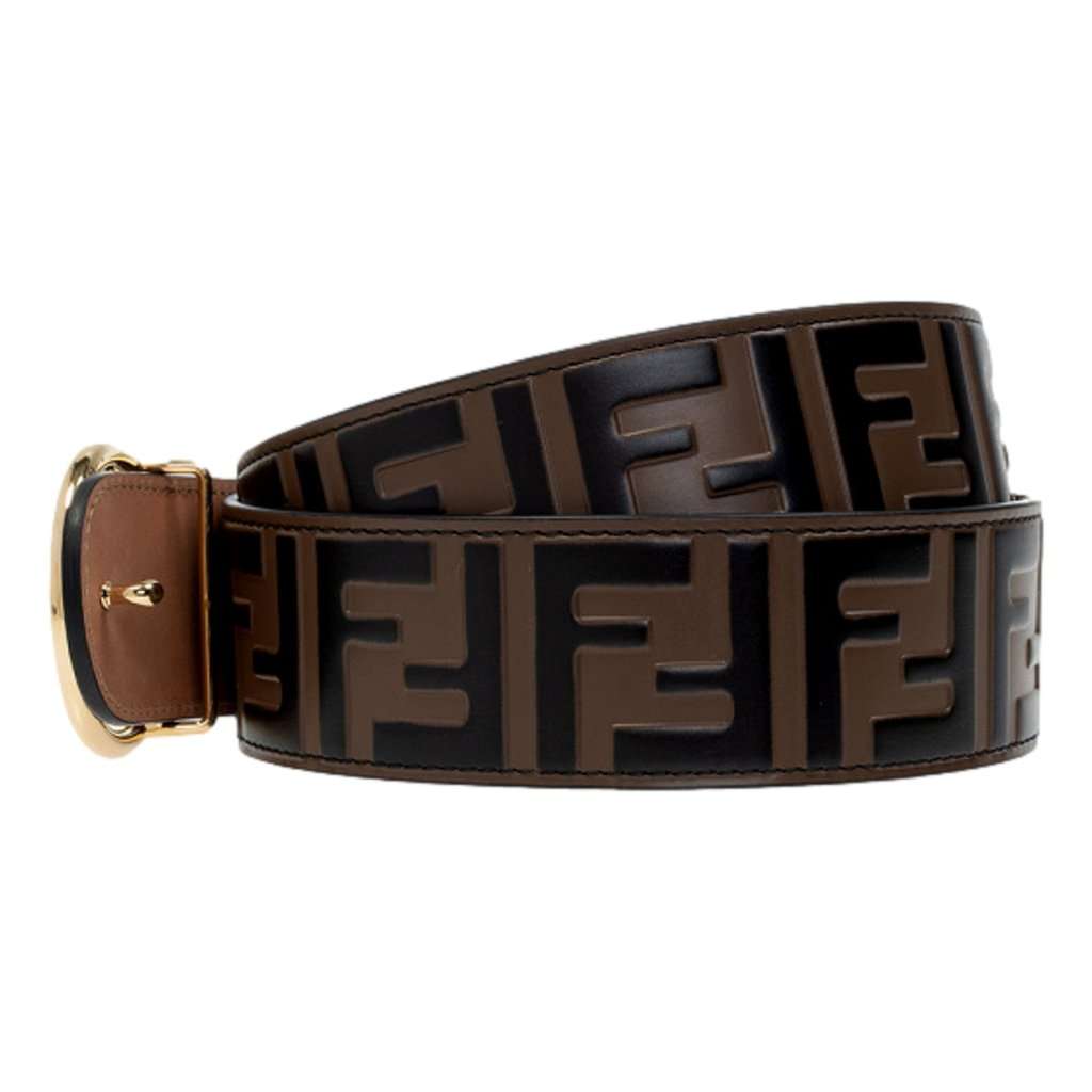 Fendi Fendi F is Fendi FF Calfskin Brown Zucca Leather Belt 70 Brown Leather Never worn - Inside View