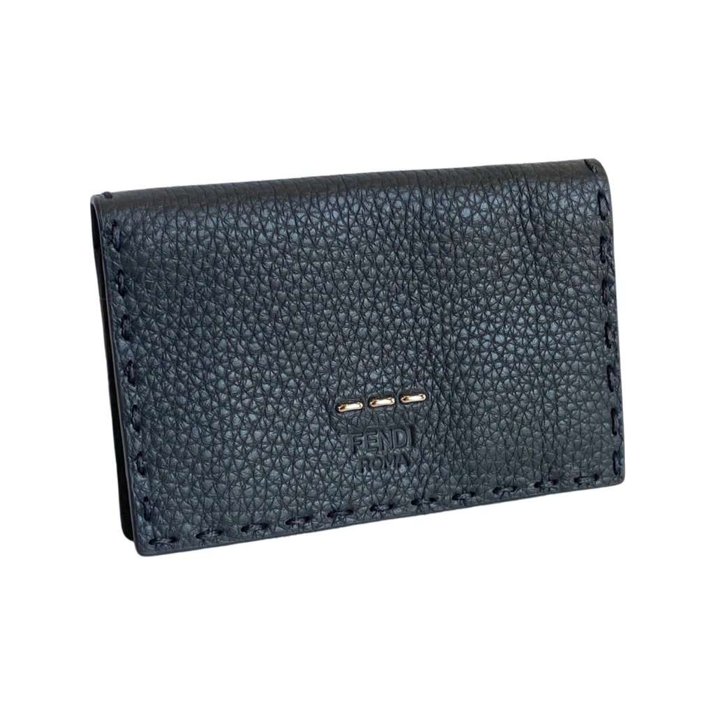 Fendi Fendi Selleria Gray Calf Leather Vertical Bifold Wallet Black Leather Never worn - Inside View