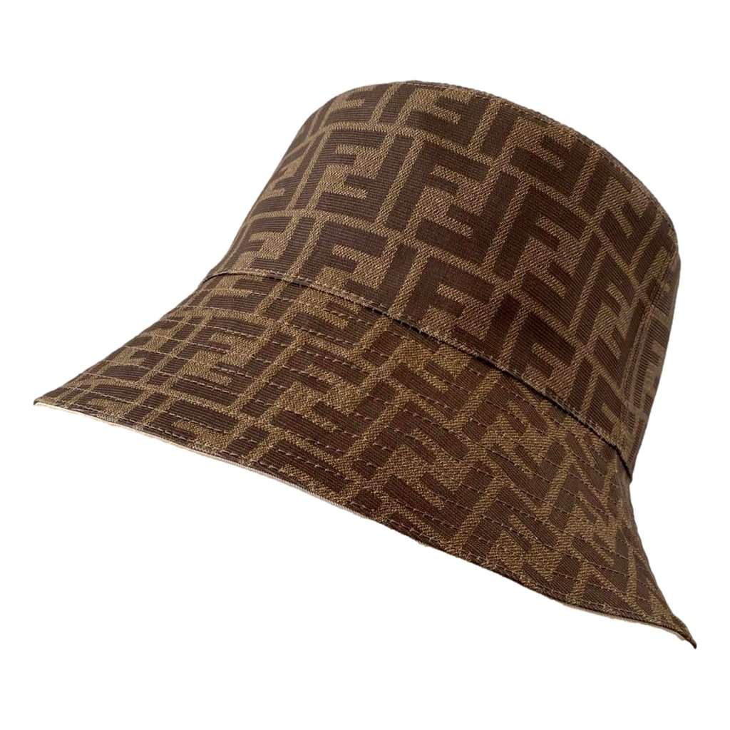Fendi Fendi Zucca Brown Woven Fabric Bucket Hat Large Brown Canvas Never worn - Front View