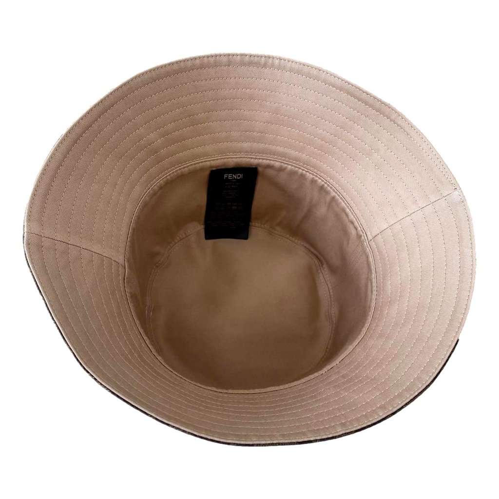 Fendi Fendi Zucca Brown Woven Fabric Bucket Hat Large Brown Canvas Never worn - Model View