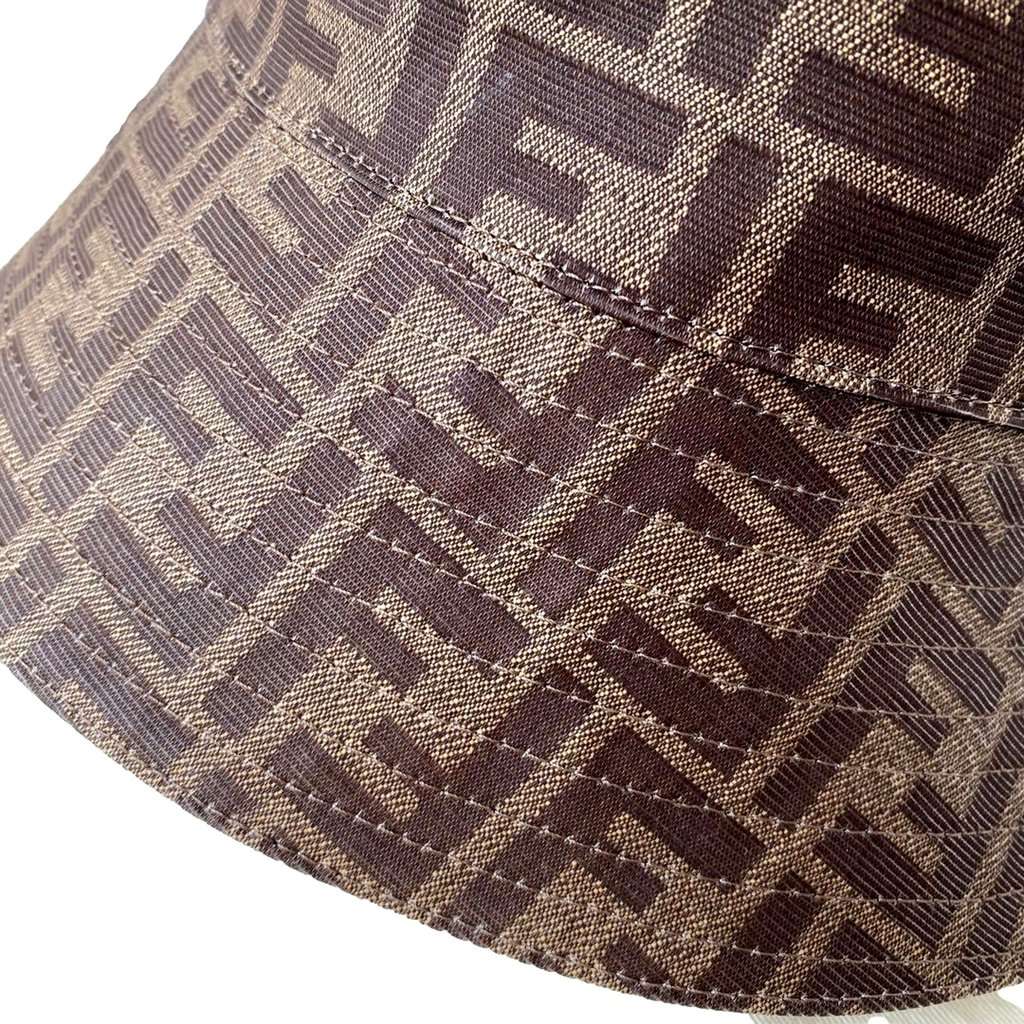 Fendi Fendi Zucca Brown Woven Fabric Bucket Hat Medium Brown Canvas Never worn - Inside View