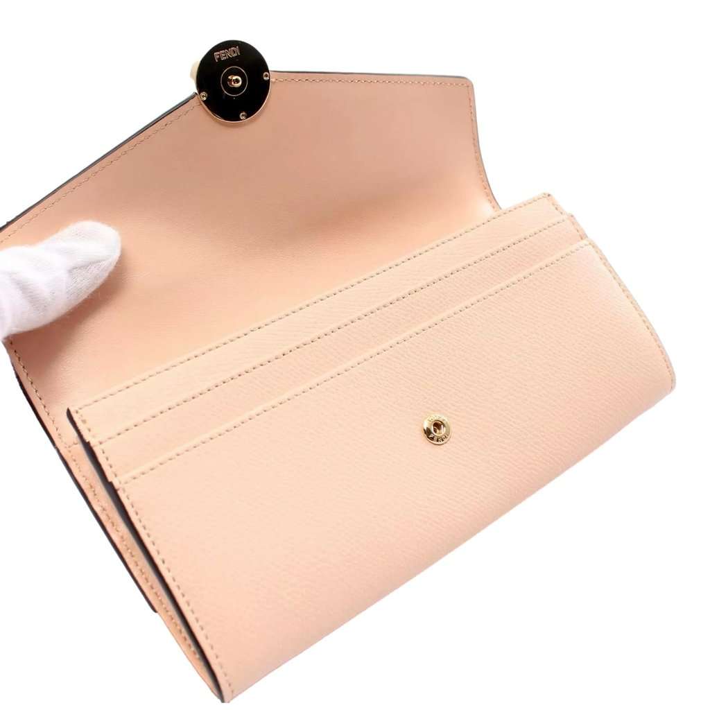 Fendi Fendi F Is Fendi Leather Long Envelope Womens Wallet Light Rose Beige Pink Pink Leather Never worn - Model View