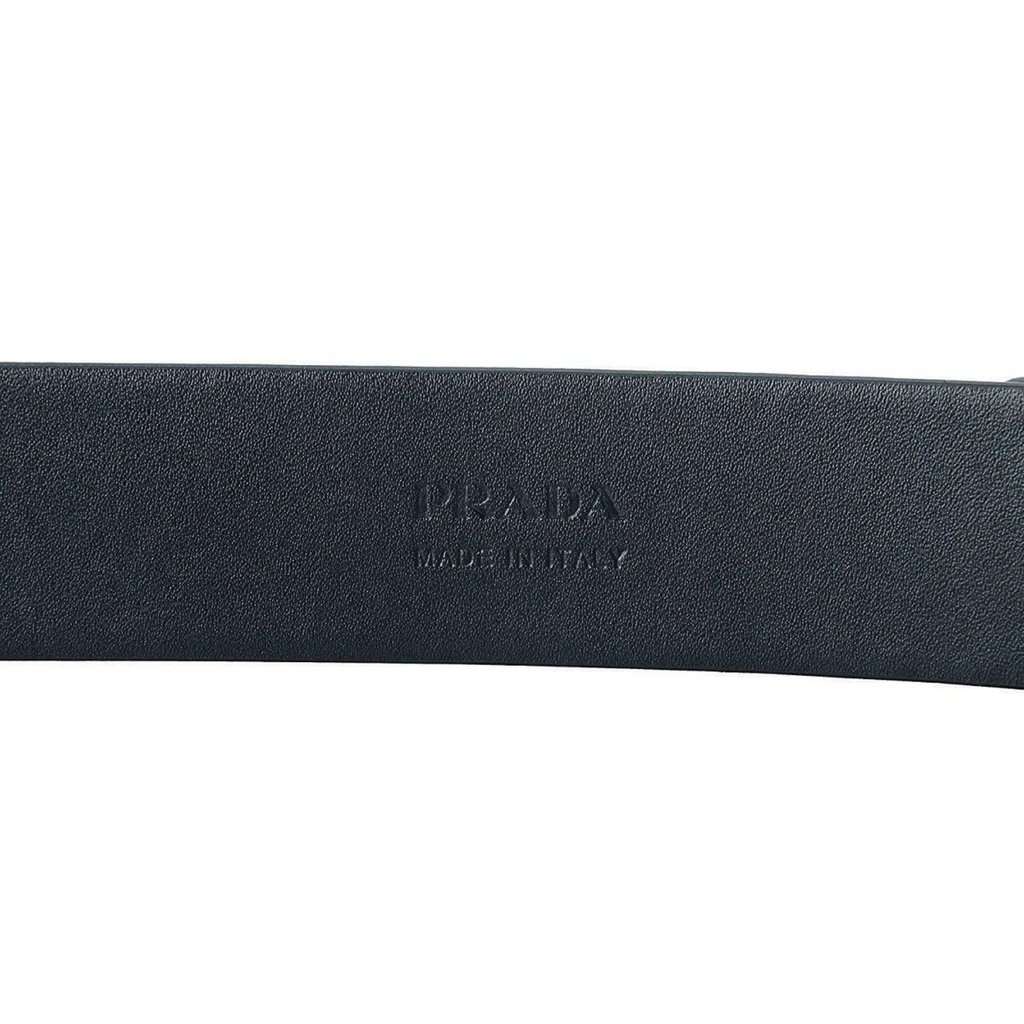 Prada Prada Mens Navy Saffiano Leather Belt  Silver Oval Buckle Belt Size 90/36 Blue Leather Never worn - Back View