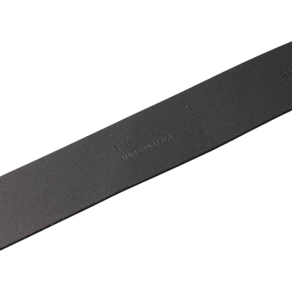 Prada Prada Mens Navy Saffiano Leather Belt Silver Belt Buckle Size 100/40 Black Leather Never worn - Model View