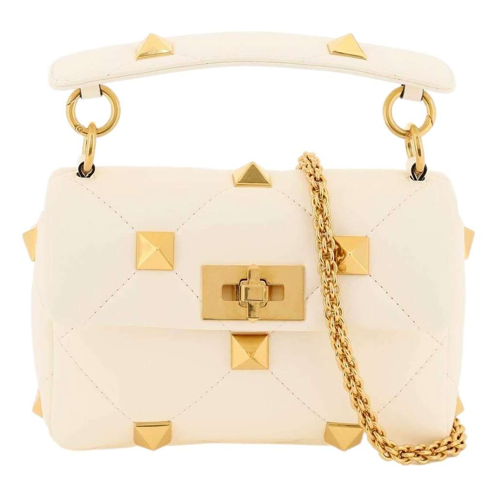 Valentino Garavani Valentino Garavani Roman Stud Small Crossbody Bag Ivory Nappa Leather Beige Leather Never worn - Front View